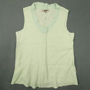 FLAX BRAND V Neck 100% Linen‎ Mint Green Tunic Tank Top Size Medium